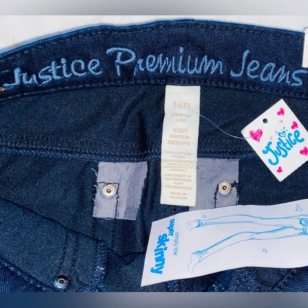 NWT Teens Jeans/Pants👖Sz-14R 2 Piece Bundle- Justice Premium Dark Blue- Unisex
